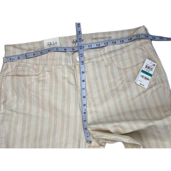 Style & Co Curvy Tummy Control Jeans Women's 16 XL Pale Pink Striped Skinny NEW - Picture 5 of 14